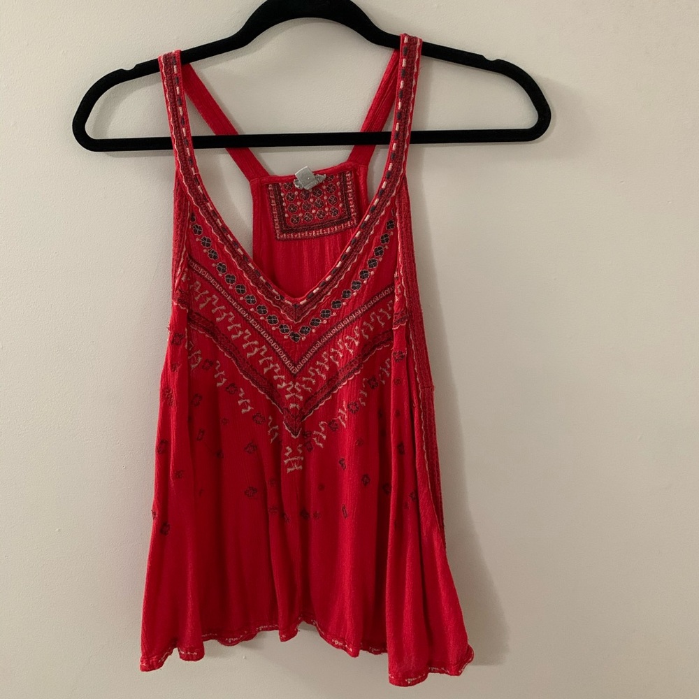 Red printed Tank